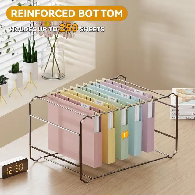 Alt view image 4 of 7 - Plastic Hanging File Folders Letter Size,12 Pack Reinforced Filing Cabinet Folders with Tabs,1" Expansion Hanging File Organizer for Home Office,Macaron Heavy Duty Folders for File Frame Box