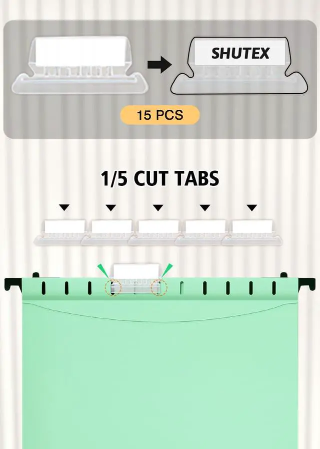 Alt view image 6 of 7 - Extra Capacity Plastic Hanging File Folders, Hanging Folders, 12 Pack Reinforced Heavy Duty 2 Inch Expansion, Filing Cabinet Folders Letter Size for Bulk Files/Medical Charts(Sage Green)