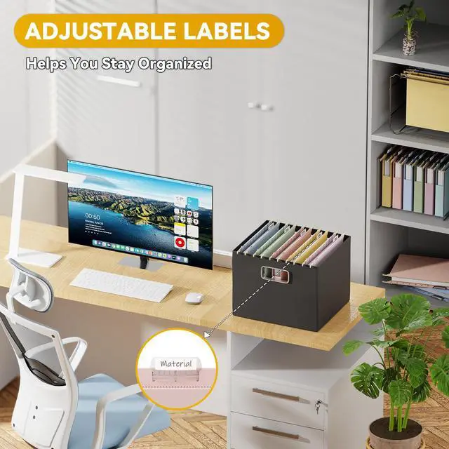 Alt view image 5 of 7 - Plastic Hanging File Folders Letter Size,12 Pack Reinforced Filing Cabinet Folders with Tabs,1" Expansion Hanging File Organizer for Home Office,Macaron Heavy Duty Folders for File Frame Box