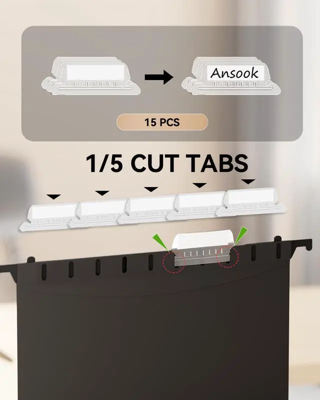 Alt view image 4 of 7 - Plastic Hanging File Folders,12 Pack Extra Capacity Letter Size File Folders Hanging with Tabs,Heavy Duty 1 Inch Expandable Filing Cabinet Folders,Hang Folders for File Frame File Box