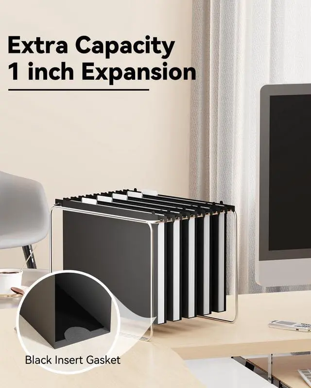 Alt view image 6 of 7 - Plastic Hanging File Folders,12 Pack Extra Capacity Letter Size File Folders Hanging with Tabs,Heavy Duty 1 Inch Expandable Filing Cabinet Folders,Hang Folders for File Frame File Box