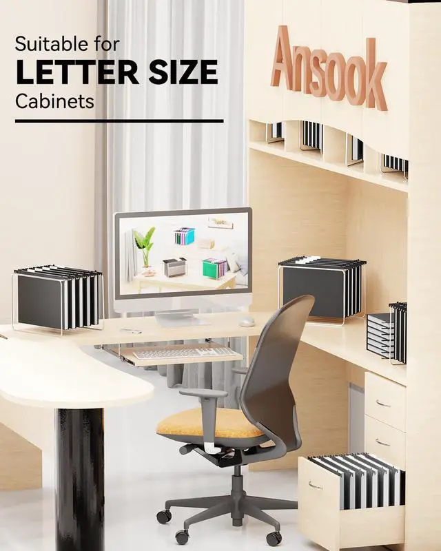 Alt view image 7 of 7 - Plastic Hanging File Folders,12 Pack Extra Capacity Letter Size File Folders Hanging with Tabs,Heavy Duty 1 Inch Expandable Filing Cabinet Folders,Hang Folders for File Frame File Box