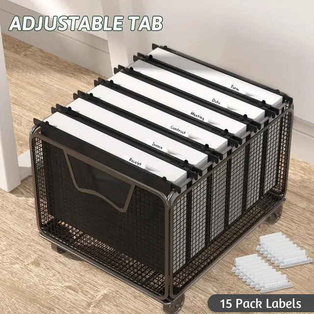 Alt view image 6 of 6 - Plastic Hanging File Folder Letter Size,12 Pack Reinforced Heavy Duty Hanging Folders,Sturdy File Cabinet Folders,Black Hanging File Folder with Tabs,Hanging Folders for Filing Cabinet