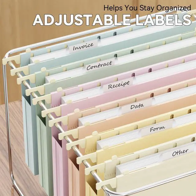 Alt view image 6 of 7 - Plastic Hanging File Folders 1 Inch Expansion Letter Size,12 Pack Reinforced Heavy Duty Hang Folder with Tabs,Pastel Color Expandable Hanging Files with Side,File Cabinet Folders for School