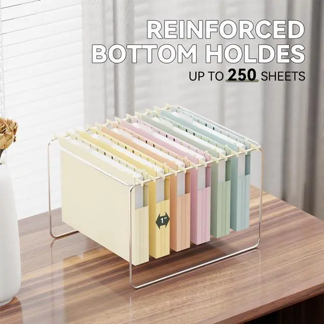 Alt view image 4 of 7 - Plastic Hanging File Folders 1 Inch Expansion Letter Size,12 Pack Reinforced Heavy Duty Hang Folder with Tabs,Pastel Color Expandable Hanging Files with Side,File Cabinet Folders for School