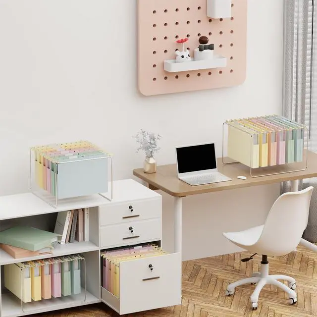 Alt view image 7 of 7 - Plastic Hanging File Folders 1 Inch Expansion Letter Size,12 Pack Reinforced Heavy Duty Hang Folder with Tabs,Pastel Color Expandable Hanging Files with Side,File Cabinet Folders for School