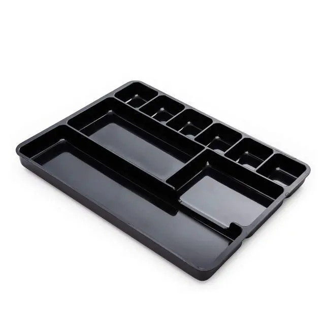 Alt view image 2 of 3 - Desk Drawer Organizer Tray with 9 Storage Compartments - For Home and Office - Drawer Organizers Office, Perfect Organizing Pens, Pencils, Paper Clips, Sticky Notes and all your Supplies - 2 Pack
