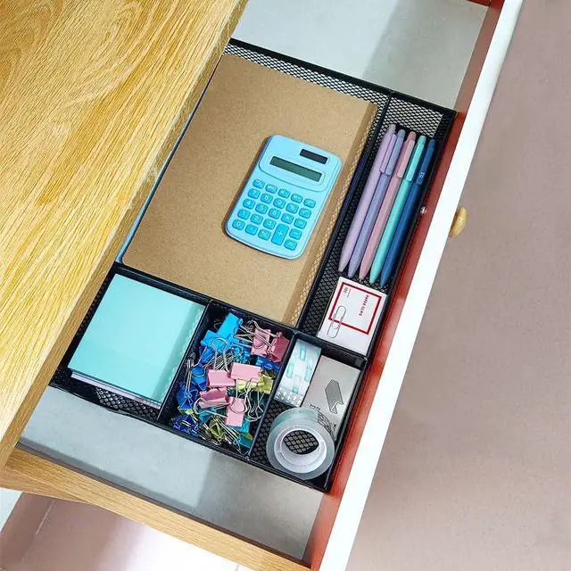 Alt view image 6 of 6 - 2 Pack Desk Drawer Organizer, Metal Mesh Drawer Organizer Tray for Office Home Supplies