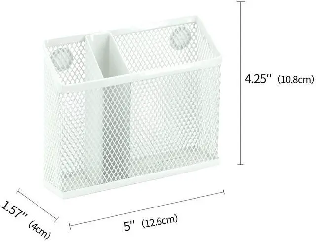 Alt view image 4 of 7 - Locker Organizer Kit, 4-Piece Set with Foldable Mesh Locker Shelf and Magnetic Pen Holders, Stackable Storage for School, Work & Gym Lockers, White