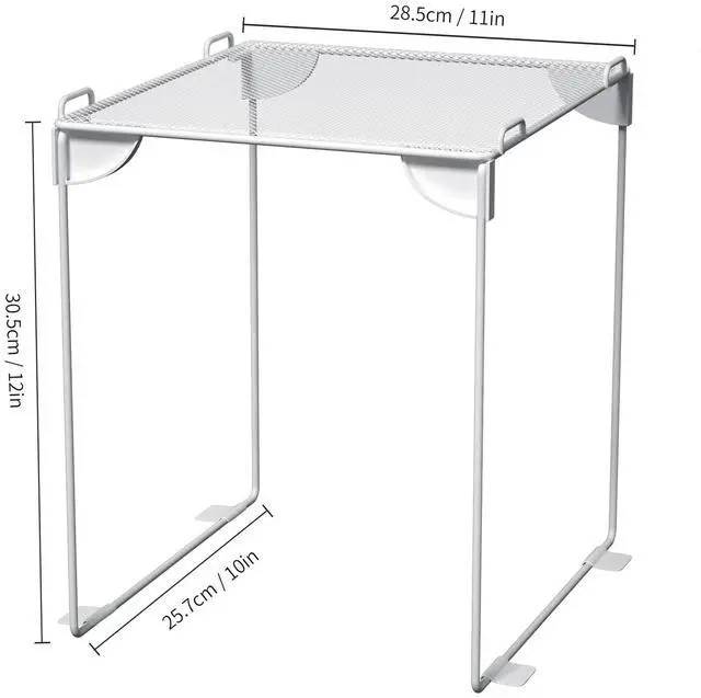 Alt view image 5 of 7 - Locker Organizer Kit, 4-Piece Set with Foldable Mesh Locker Shelf and Magnetic Pen Holders, Stackable Storage for School, Work & Gym Lockers, White