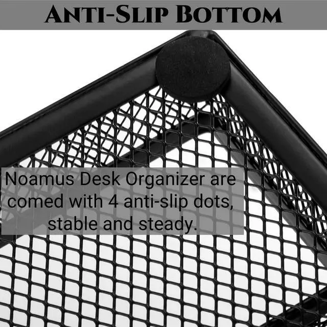Alt view image 4 of 6 - 2 Pack Desk Drawer Organizer, Metal Mesh Drawer Office Tray, 6 Compartments Pen Organizer Storage Box, Desktop Basket Accessories for Home Office School Kitchen Vanity Supplies, Black