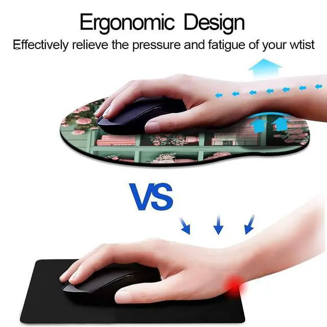 Alt view image 2 of 7 - Ergo Comfort Gel Wrist Rest Mouse Pad-Ergonomic Office Mousepad with Wrist Support-Non-Slip, Design Desk Accessories Mat for Home&Game Decor Book Floral