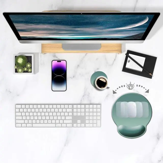 Alt view image 3 of 7 - ErgoComfort Wrist Rest Mouse Pad-Ergonomic Office Mousepad with Wrist Support-Non-Slip, Design Desk Accessories Mat for Home&Game Decor Bistro Green