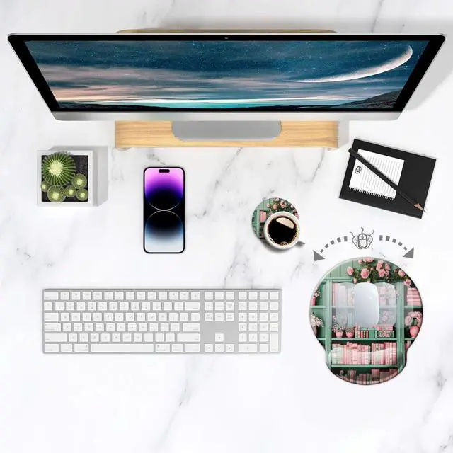 Alt view image 3 of 7 - Ergo Comfort Gel Wrist Rest Mouse Pad-Ergonomic Office Mousepad with Wrist Support-Non-Slip, Design Desk Accessories Mat for Home&Game Decor Book Floral