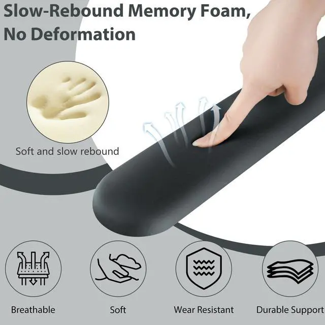 Alt view image 4 of 7 - Mouse Pad and Keyboard Wrist Rest, 3-in-1 Gel Memory Foam Ergonomic Mouse Pad with Wrist Rest Set, Gaming Mousepad Arm Cushion Support for Computer Office Desk Accessories Cute Setup, Charcoal
