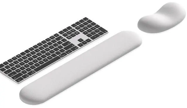 Main image of Ergonomic Wrist Rest Set for Keyboard and Mouse | Cooling Gel & Slow-Rebound Memory Foam Palm Support Pad | Luxe Leather, Minimalist, Non-Slip PU Base for Office, Laptop & Gaming (03White)