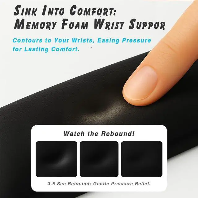 Alt view image 5 of 7 - Ergonomic Wrist Rest Set for Keyboard and Mouse | Cooling Gel & Slow-Rebound Memory Foam Palm Support Pad | Luxe Leather, Minimalist, Non-Slip PU Base for Office, Laptop & Gaming (03White)