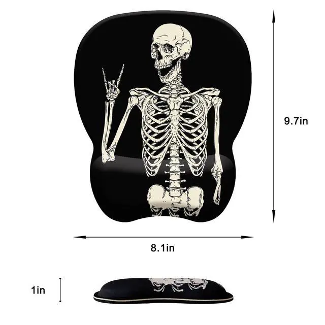 Alt view image 6 of 7 - Mouse Pad with Wrist Support, Ergonomic Mousepad with Comfortable Memory Foam Wrist Rest Cushion, Relieve Wrist Pain, Non-Slip Rubber Base Gaming Mice Pad for Home Office Computer, Human Skeleton