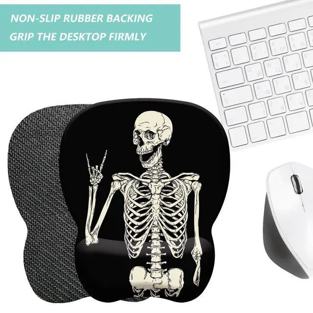 Alt view image 4 of 7 - Mouse Pad with Wrist Support, Ergonomic Mousepad with Comfortable Memory Foam Wrist Rest Cushion, Relieve Wrist Pain, Non-Slip Rubber Base Gaming Mice Pad for Home Office Computer, Human Skeleton