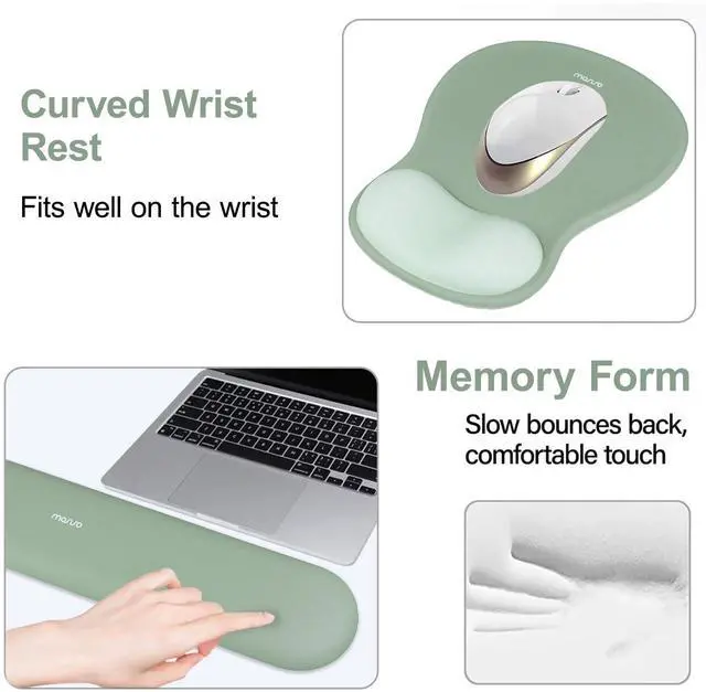 Alt view image 2 of 7 - Wrist Rest Support for Mouse Pad&Keyboard Set, Green
