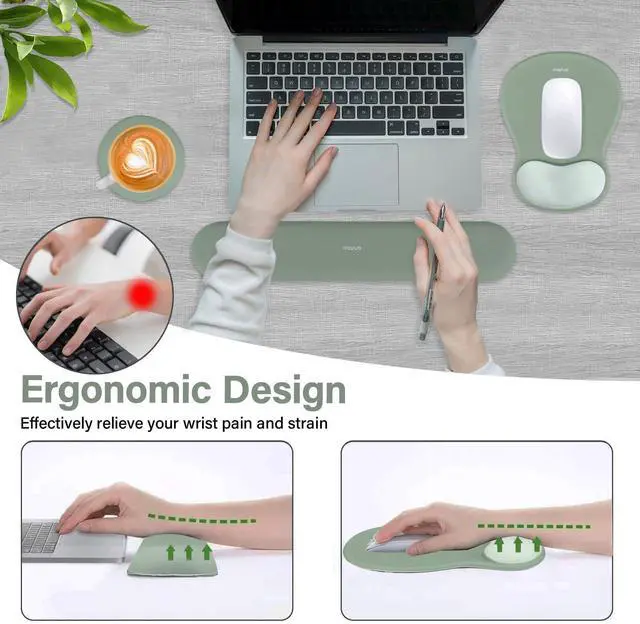 Alt view image 5 of 7 - Wrist Rest Support for Mouse Pad&Keyboard Set, Green