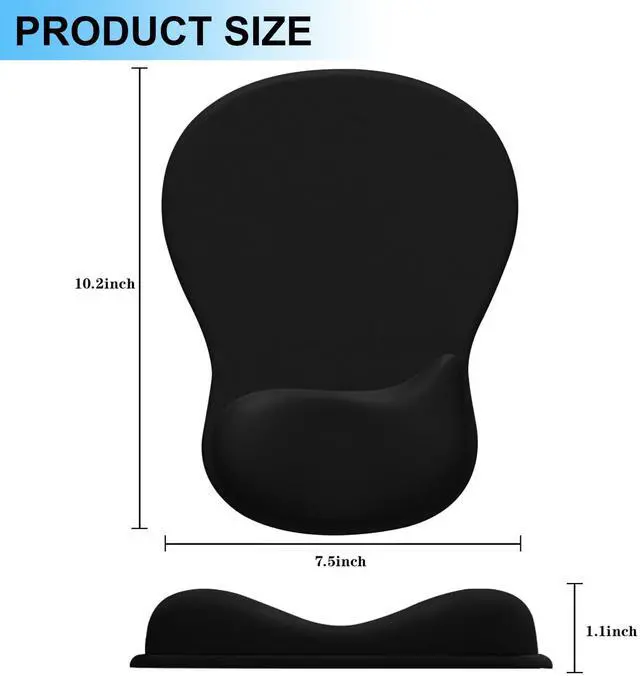 Alt view image 2 of 7 - Ergonomic Mouse Pad with Gel Wrist Support, Comfortable Wrist Rest Mousepad with Non-Slip PU Base for Pain Relief, Desk, Home & Office(Black)