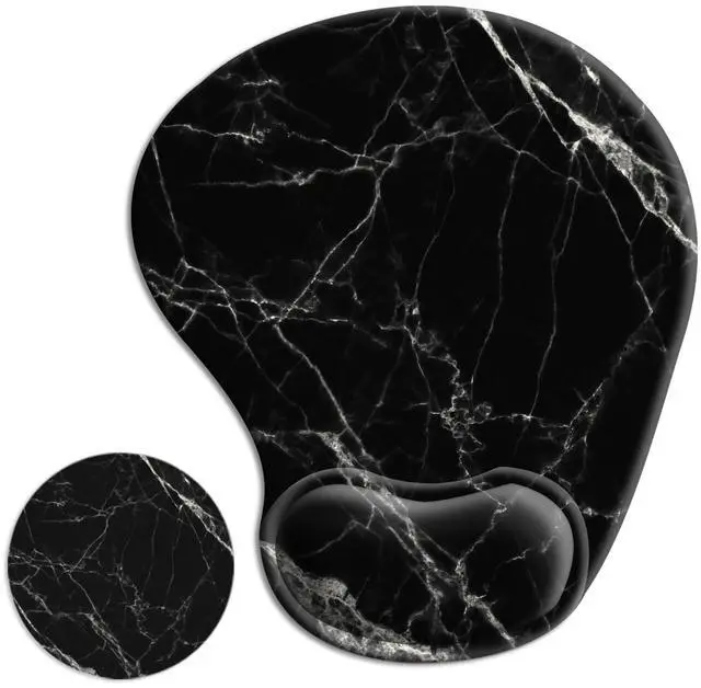 Main image of Ergonomic Mouse Pad with Wrist Rest Support Gel with Coaster, Cute Wrist Pad with Non-Slip Rubber Base, Easy Typing & Pain Relief, Black White Marble