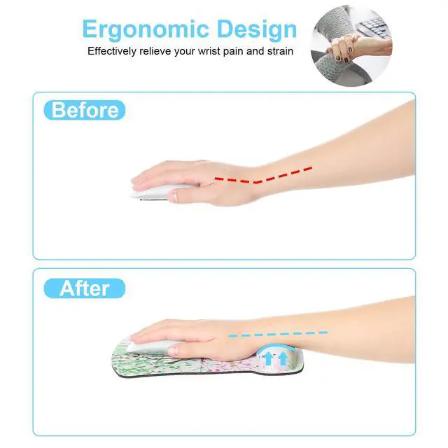Alt view image 6 of 7 - Ergonomic Mouse Pad with Wrist Rest Support Gel with Coaster, Cute Wrist Pad with Non-Slip Rubber Base, Easy Typing & Pain Relief, Black White Marble