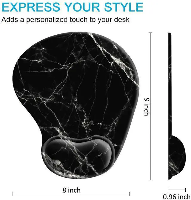 Alt view image 7 of 7 - Ergonomic Mouse Pad with Wrist Rest Support Gel with Coaster, Cute Wrist Pad with Non-Slip Rubber Base, Easy Typing & Pain Relief, Black White Marble