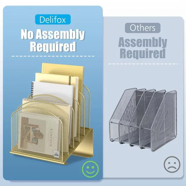 Alt view image 4 of 7 - Inclined Desk File Organizer,Vertical File Folder Holder Stand Metal Rack File Sorter for Office Classroom Desktop Organization