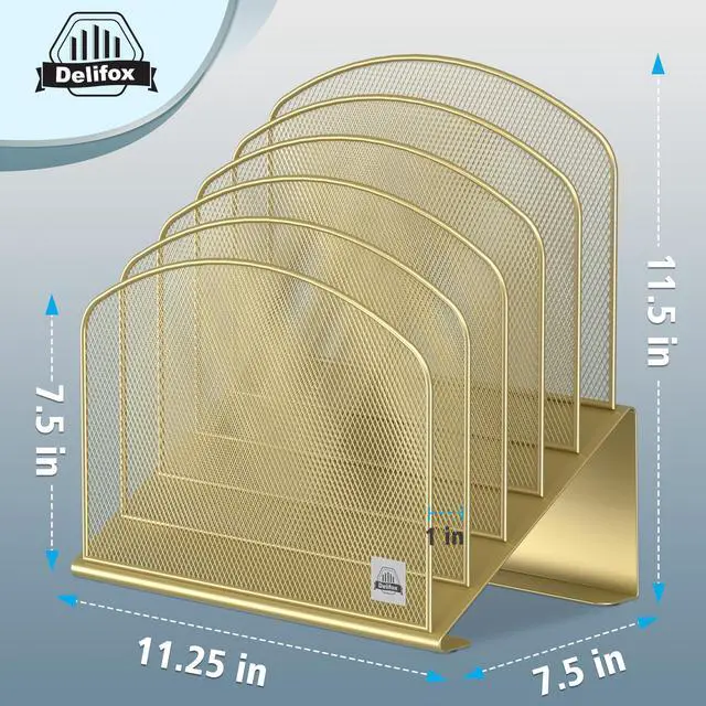 Alt view image 2 of 7 - Inclined Desk File Organizer,Vertical File Folder Holder Stand Metal Rack File Sorter for Office Classroom Desktop Organization
