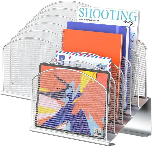 Main image of Inclined Desk File Organizer,Vertical File Folder Holder Stand Metal Rack File Sorter for Office Classroom Desktop Organization