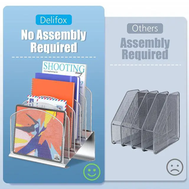 Alt view image 6 of 7 - Inclined Desk File Organizer,Vertical File Folder Holder Stand Metal Rack File Sorter for Office Classroom Desktop Organization