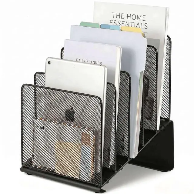 Main image of File Organizer for Desk, File Folder Organizer with 5-Section Vertical Rack, Suitable for Home Office Document Organization and Storage(Black)