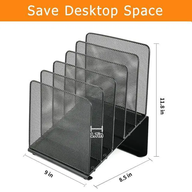 Alt view image 2 of 7 - File Organizer for Desk, File Folder Organizer with 5-Section Vertical Rack, Suitable for Home Office Document Organization and Storage(Black)