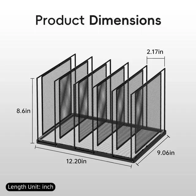 Alt view image 2 of 7 - File Organizer for Desk, 5-Section Vertical File Sorter, Paper Holder Organizer Standing Metal File Folder for Office Home Classroom, Black