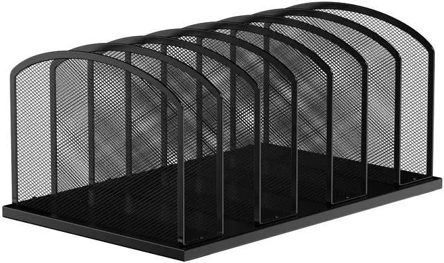 Main image of Desk File Organizer 7 Sections Upright Mesh File Sorter Organizer for Desk, Office Organization File Holder for Home, Office & Classroom (Black, 1Pack)