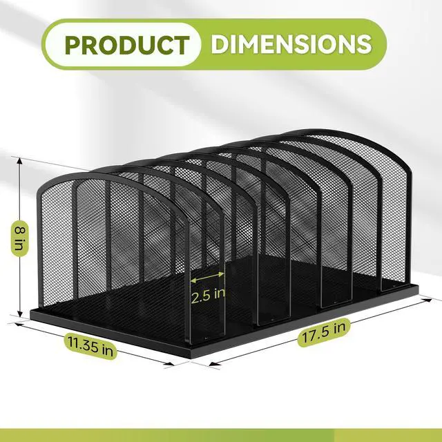 Alt view image 2 of 7 - Desk File Organizer 7 Sections Upright Mesh File Sorter Organizer for Desk, Office Organization File Holder for Home, Office & Classroom (Black, 1Pack)