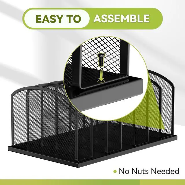 Alt view image 3 of 7 - Desk File Organizer 7 Sections Upright Mesh File Sorter Organizer for Desk, Office Organization File Holder for Home, Office & Classroom (Black, 1Pack)