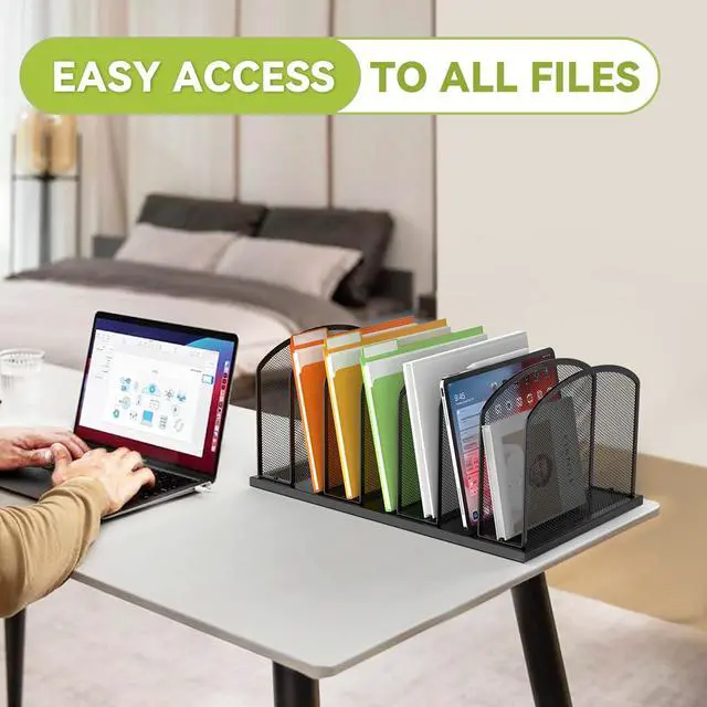 Alt view image 4 of 7 - Desk File Organizer 7 Sections Upright Mesh File Sorter Organizer for Desk, Office Organization File Holder for Home, Office & Classroom (Black, 1Pack)