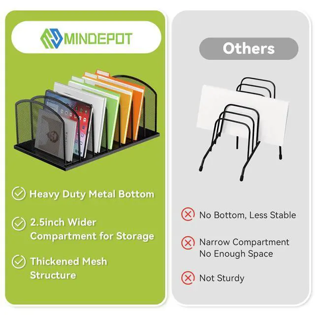 Alt view image 7 of 7 - Desk File Organizer 7 Sections Upright Mesh File Sorter Organizer for Desk, Office Organization File Holder for Home, Office & Classroom (Black, 1Pack)