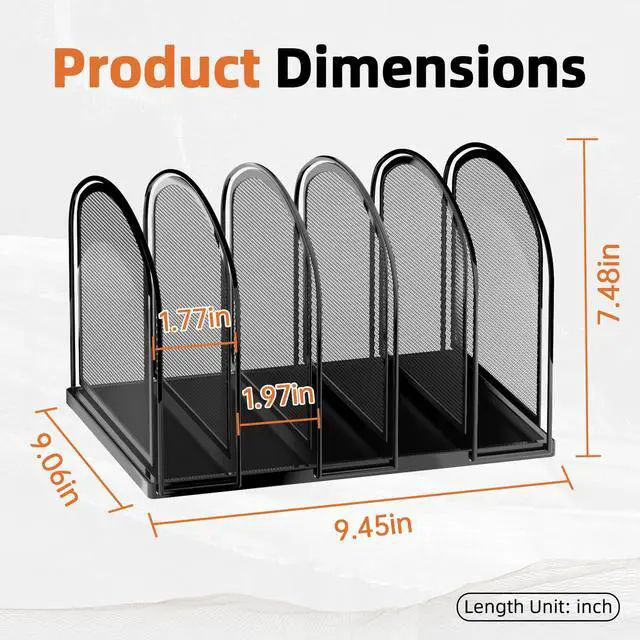 Alt view image 2 of 7 - 5-Section File Organizer for Desk, Mesh Desk Organizer, Vertical File Folder Holder, File Floder Organizer for Office Home School Classroom, Black
