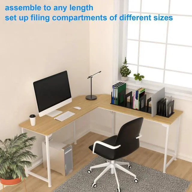 Alt view image 2 of 7 - Adjustable Vertical File Sorter Sturdy Plastic Expandable Upright File Holder, Desktop Binder Organizer, School Office File Organizer Bookshelf Divider, Assemble Easily Endlessly, Black