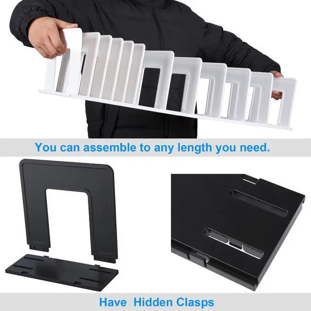 Alt view image 6 of 7 - Adjustable Vertical File Sorter Sturdy Plastic Expandable Upright File Holder, Desktop Binder Organizer, School Office File Organizer Bookshelf Divider, Assemble Easily Endlessly, Black