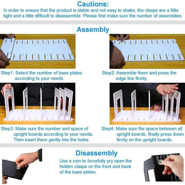 Alt view image 7 of 7 - Adjustable Vertical File Sorter Sturdy Plastic Expandable Upright File Holder, Desktop Binder Organizer, School Office File Organizer Bookshelf Divider, Assemble Easily Endlessly, Black
