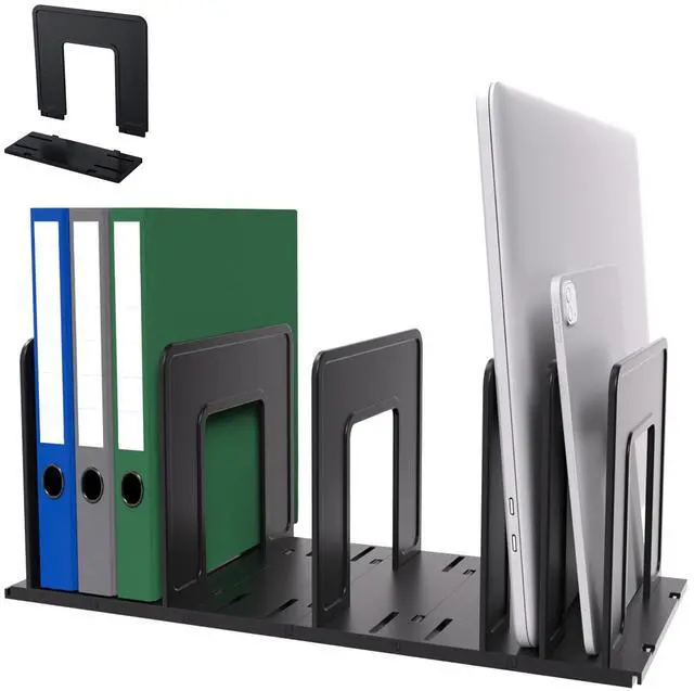 Main image of Adjustable Vertical File Sorter Sturdy Plastic Expandable Upright File Holder, Desktop Binder Organizer, School Office File Organizer Bookshelf Divider, Assemble Easily Endlessly, Black