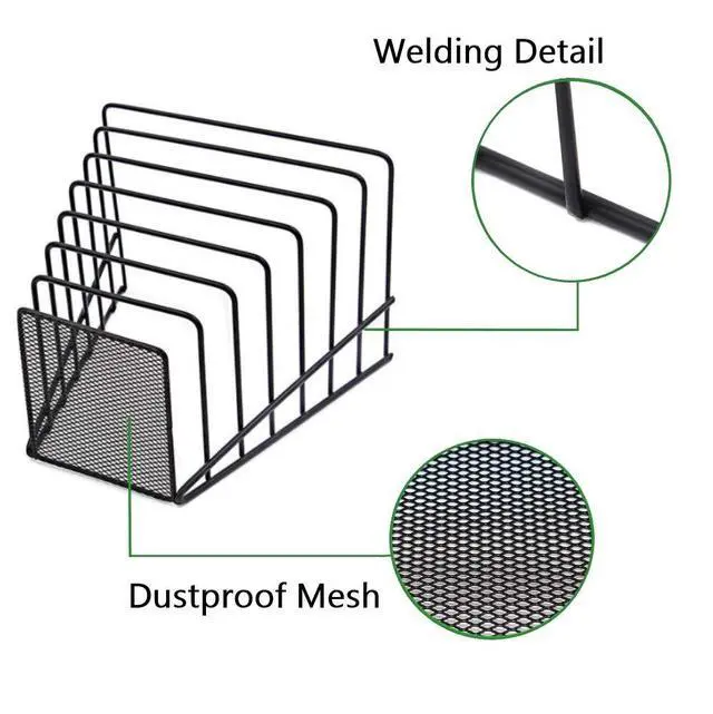 Alt view image 4 of 7 - 2 Pack Multi Step File Organizer Incline Desktop File Sorter Metal Wire Mesh Step File Letter Sorter, 7 Sections, Black