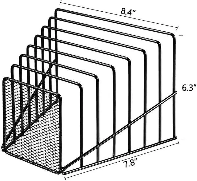 Alt view image 3 of 7 - 2 Pack Multi Step File Organizer Incline Desktop File Sorter Metal Wire Mesh Step File Letter Sorter, 7 Sections, Black