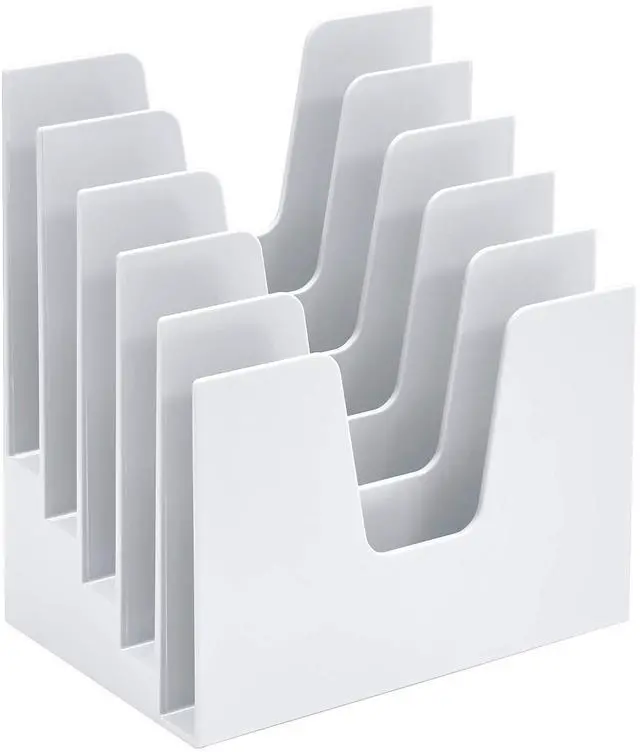 Main image of 5 Section Incline File Sorter Organizer, Mail, Folder, Letter Desk Organizer, Rack for Office Organization Desktop (Plastic) (White Color)