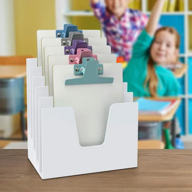 Alt view image 6 of 7 - 5 Section Incline File Sorter Organizer, Mail, Folder, Letter Desk Organizer, Rack for Office Organization Desktop (Plastic) (White Color)